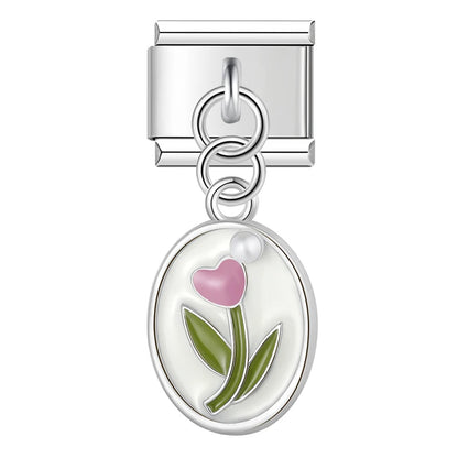 Tulip Ellipse Charm Collection — 9mm Italian Bracelet