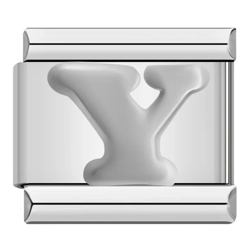 Silver Letter Charm Collection — 9mm Italian Bracelet