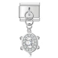 Charm pendentif Tortue Argentée à Carapace de Cristaux — photo du produit