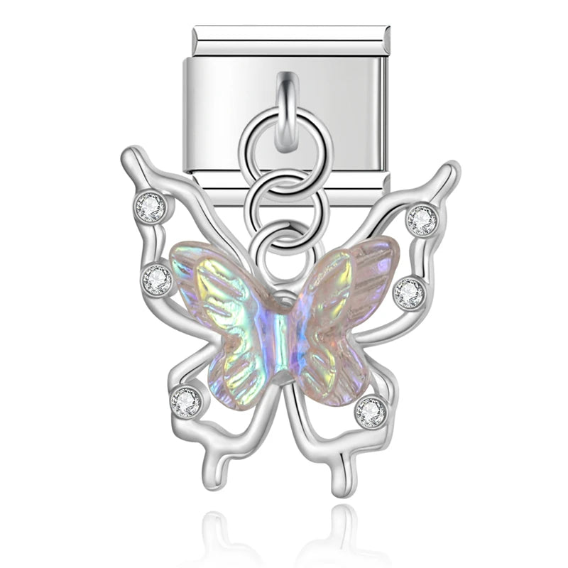 Butterfly & Flower Charm Collection — 9mm Italian Bracelet