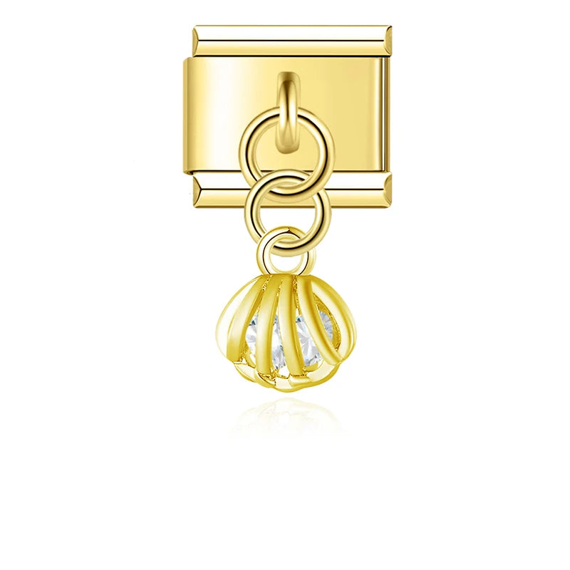 Gold Moon Lock Planet Charm Collection — 9mm Italian Bracelet