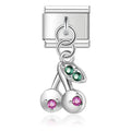 Charm pendentif Cerises aux Pierres Roses — photo du produit