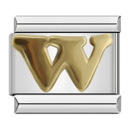 Silver & Gold Letter Charm Collection — 9mm Italian Bracelet