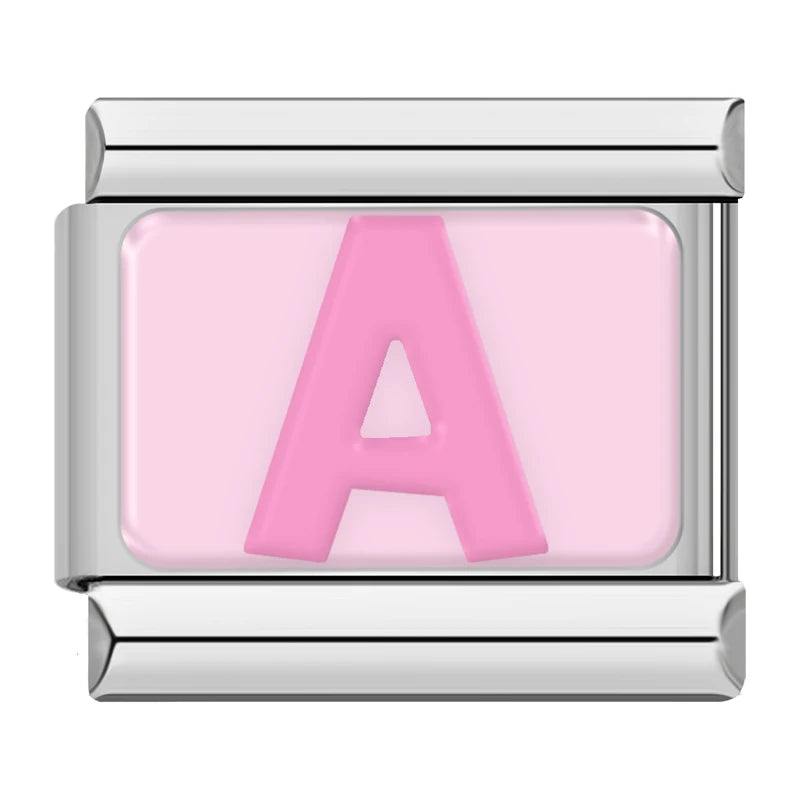 Pink Letter Charm Collection — 9mm Italian Bracelet