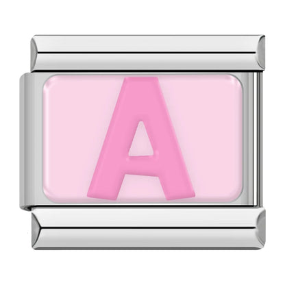 Pink Letter Charm Collection — 9mm Italian Bracelet