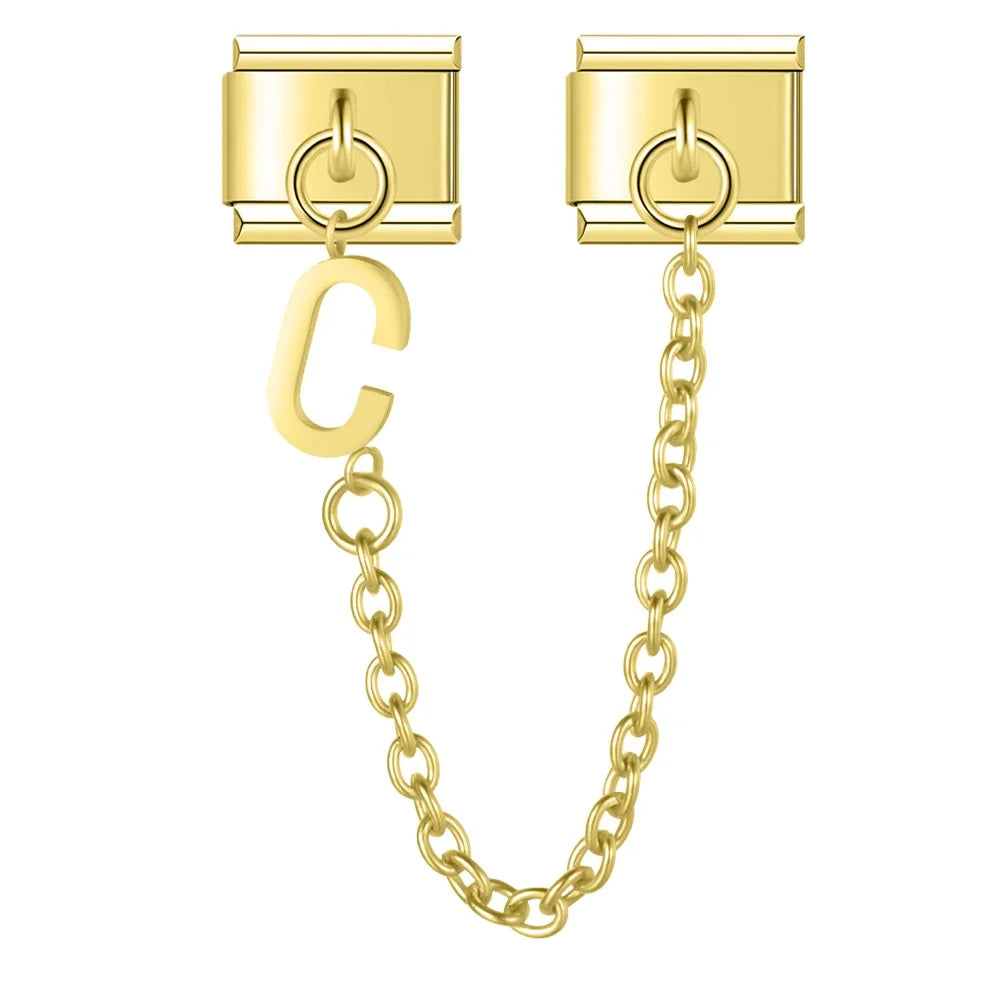 Silver & Gold Letter Charm Collection — 9mm Italian Bracelet