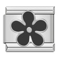 Charm Fleur Noire Arrondie Argenté — photo du produit