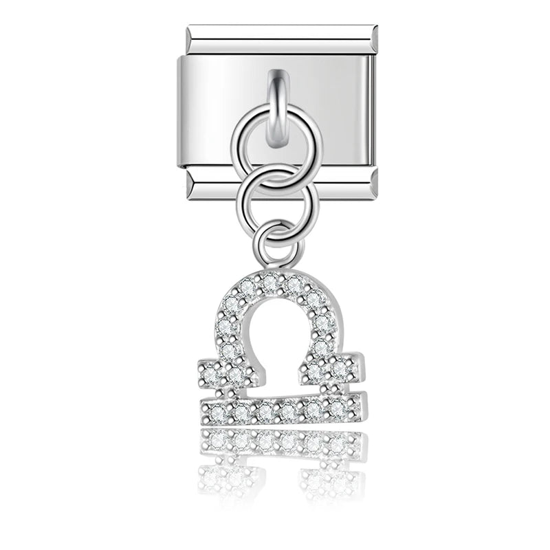 CZ Zodiac Dangle Charm Collection — 9mm Italian Bracelet