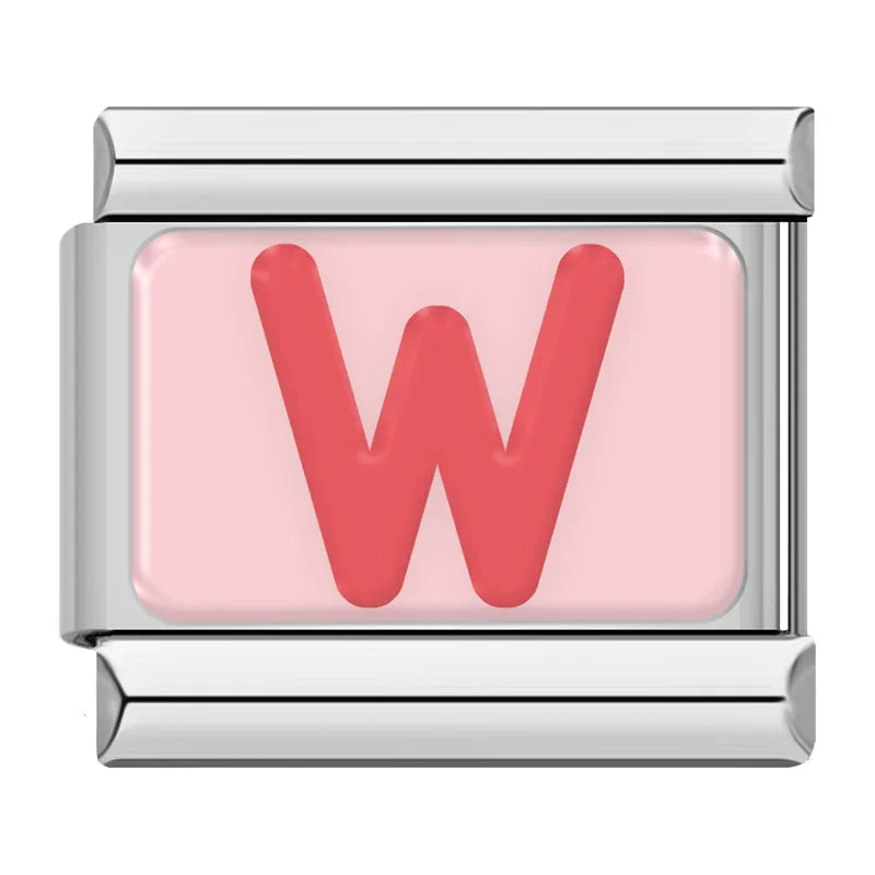 Red Colorful Letter Charm Collection — 9mm Italian Bracelet