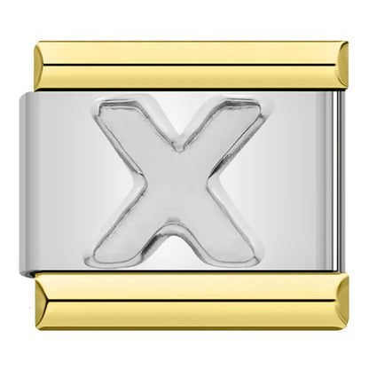 Letter Charm Collection Silver Gold — 9mm Italian Bracelet