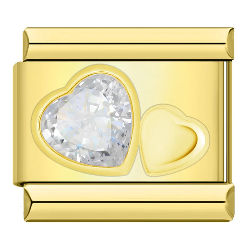 Rainbow Heart CZ Charm Collection — 9mm Italian Bracelet