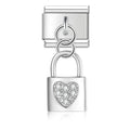 Charm pendentif Cadenas Blanc et Cœur Argenté — photo du produit