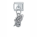 Charm pendentif Feuille Argentée et Cristaux — photo du produit