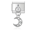 Charm pendentif Croissant Argenté Décoré — photo du produit