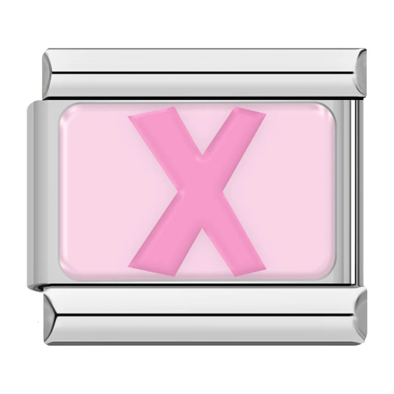 Pink Letter Charm Collection — 9mm Italian Bracelet