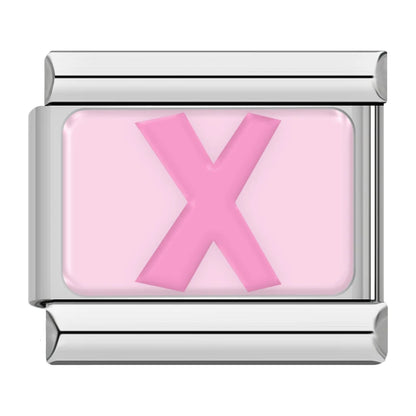 Pink Letter Charm Collection — 9mm Italian Bracelet