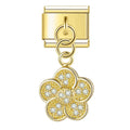 Charm pendentif Fleur à Cinq Pétales Dorée Pavée — photo du produit