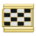 Charm Damier Noir et Blanc sur Doré — photo du produit
