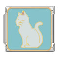 Charm Chat Blanc sur Fond Turquoise — photo du produit
