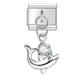 Charm pendentif Oiseau Argenté au Cœur Brillant — photo du produit