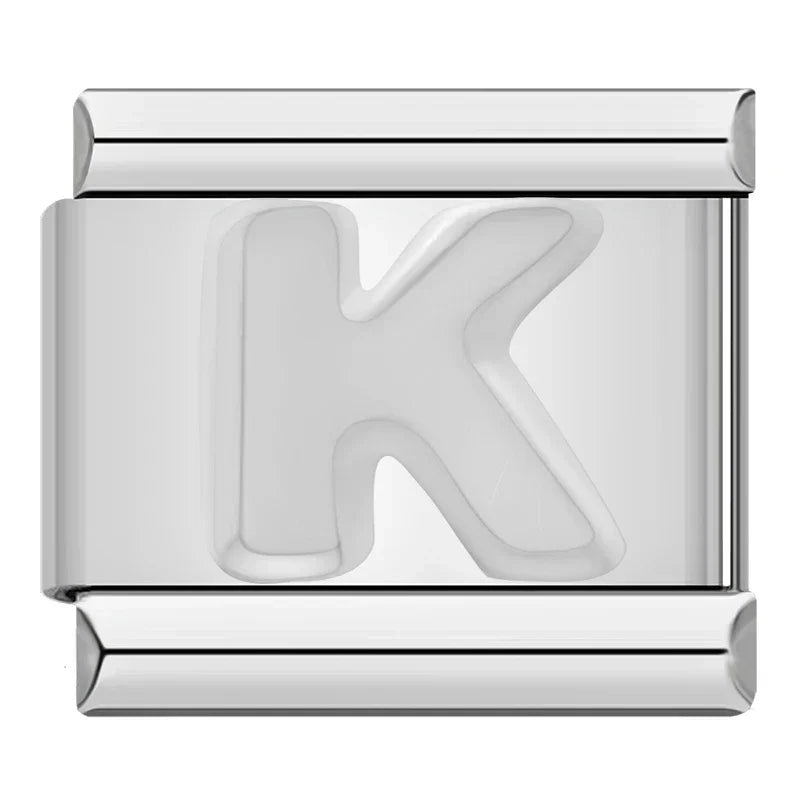 Silver Italic Letter Charm Collection — 9mm Italian Bracelet