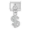 Charm pendentif Dollar Argenté Pavé — photo du produit