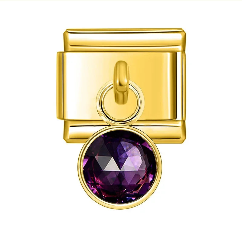 Gold Birthstone Charm Collection — 9mm Italian Bracelet