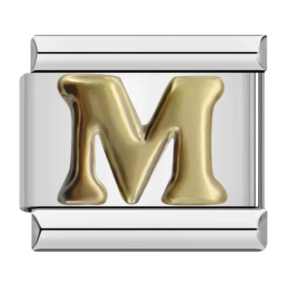 Silver & Gold Letter Charm Collection — 9mm Italian Bracelet