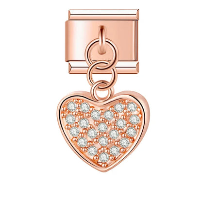 Romantic Heart CZ Charm Collection — 9mm Italian Bracelet