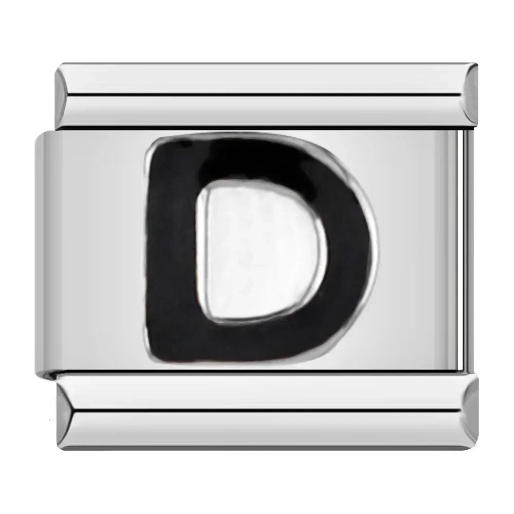 Black Letter Charm Collection — 9mm Italian Bracelet
