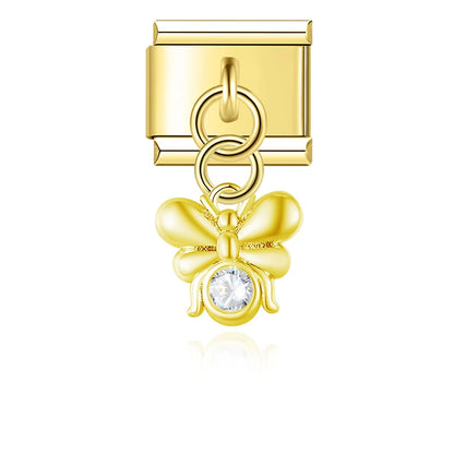Gold Moon Lock Planet Charm Collection — 9mm Italian Bracelet
