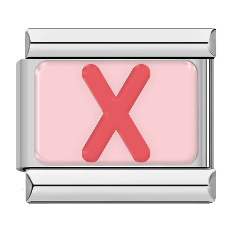 Red Colorful Letter Charm Collection — 9mm Italian Bracelet