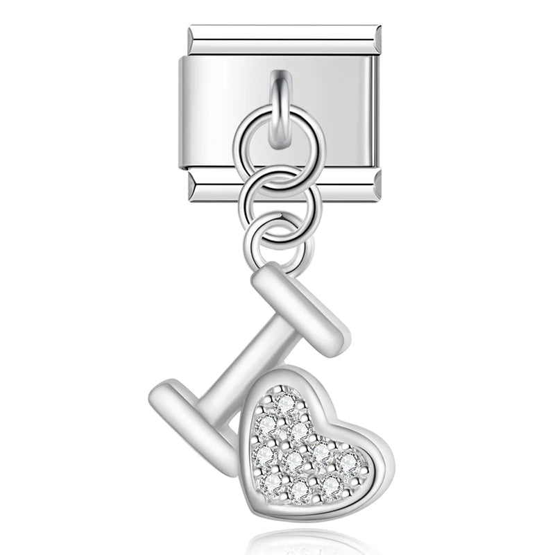 Heart & Lips CZ Charm Collection — 9mm Italian Bracelet