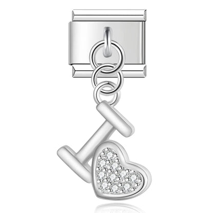 Heart & Lips CZ Charm Collection — 9mm Italian Bracelet