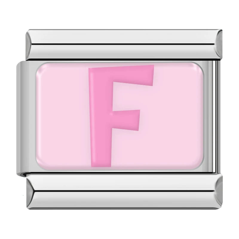Pink Letter Charm Collection — 9mm Italian Bracelet