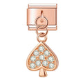 Charm pendentif Cœur de Pique Cuivré et Cristaux — photo du produit