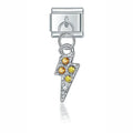 Charm pendentif Petit Éclair Argenté et Cristaux Jaunes — photo du produit