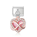 Charm pendentif Deux Cœurs Roses Entrelacés — photo du produit