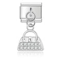 Charm pendentif Sac à Main Argenté et Cristaux — photo du produit