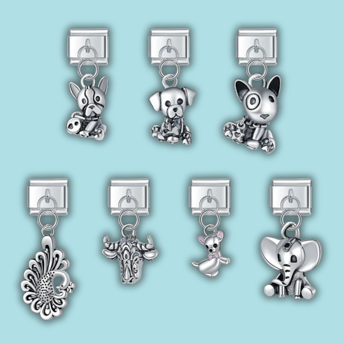 Silver 3D Animal Charm Collection — 9mm Italian Bracelet