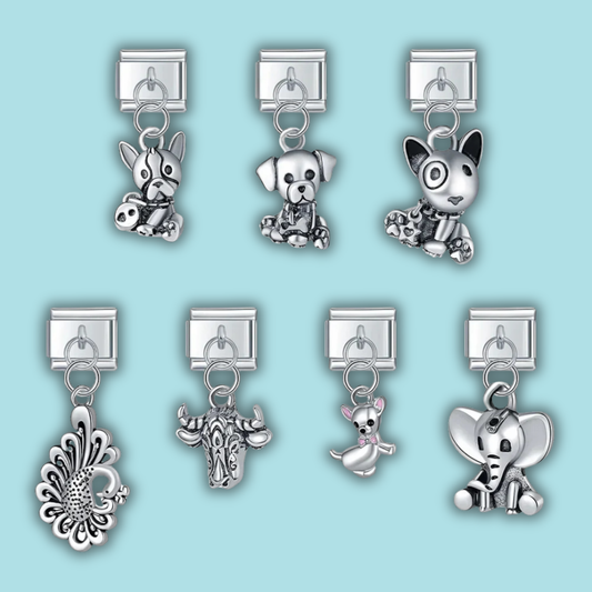 Silver 3D Animal Charm Collection — 9mm Italian Bracelet