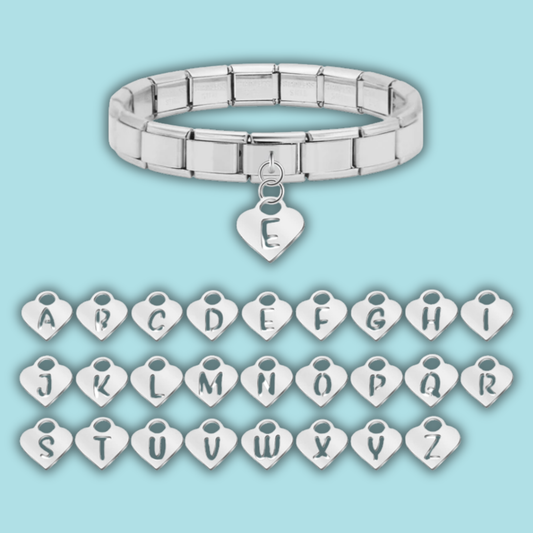 Pastel Letter Charm Collection — 9mm Italian Bracelet