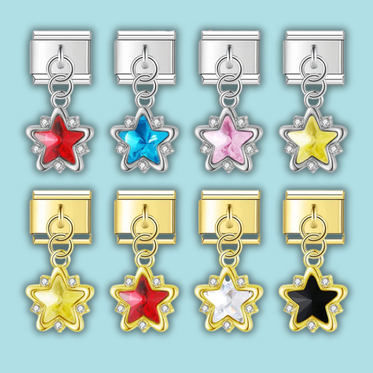 Crystal Star Dangle Charm — 9mm Italian Bracelet