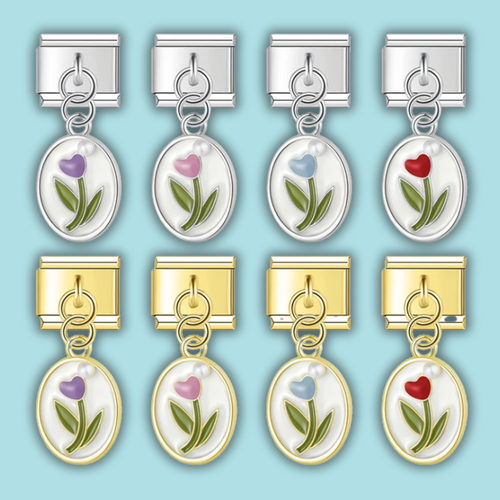 Tulip Ellipse Charm Collection — 9mm Italian Bracelet