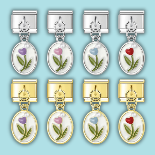 Tulip Ellipse Charm Collection — 9mm Italian Bracelet