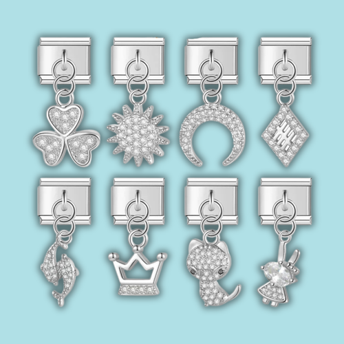 Whimsical CZ Charm Collection — 9mm Italian Bracelet
