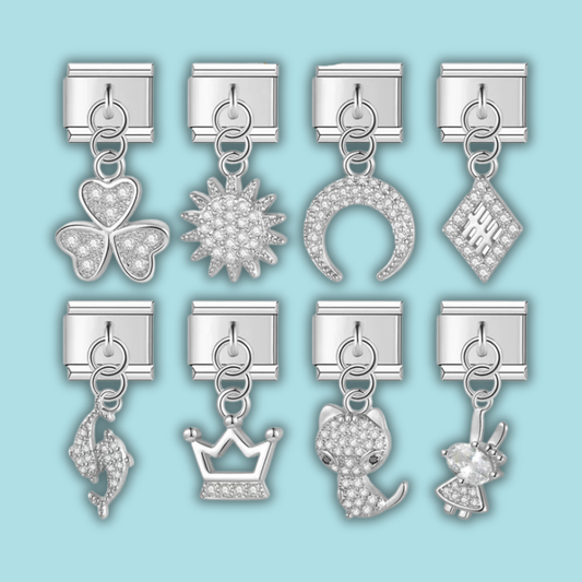Whimsical CZ Charm Collection — 9mm Italian Bracelet