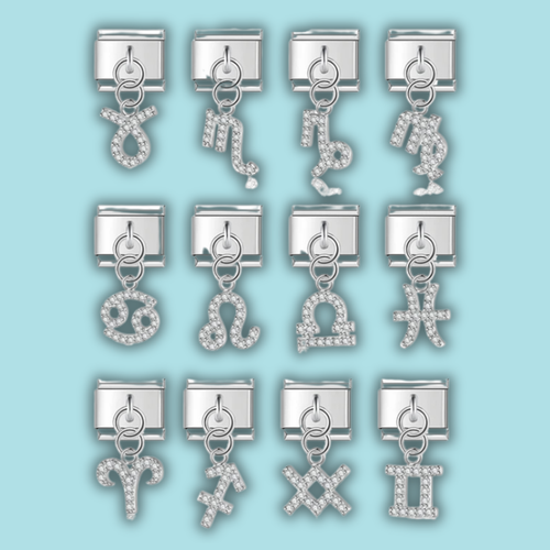 CZ Zodiac Dangle Charm Collection — 9mm Italian Bracelet