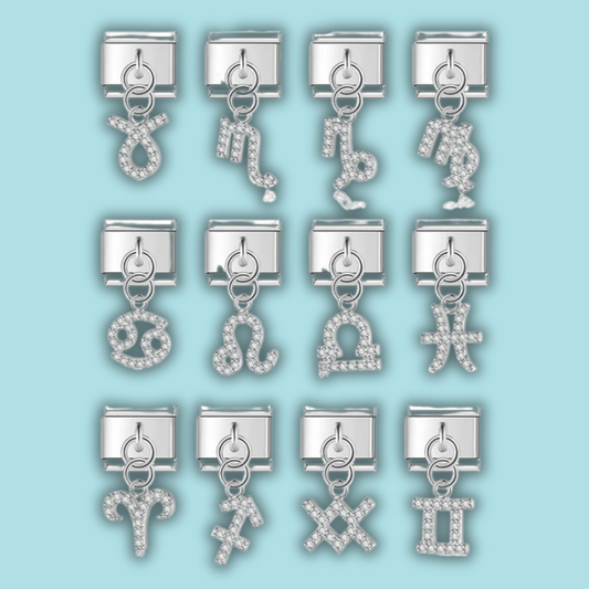 CZ Zodiac Dangle Charm Collection — 9mm Italian Bracelet