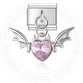 Pendentif Cœur Rose et Ailes Argentées